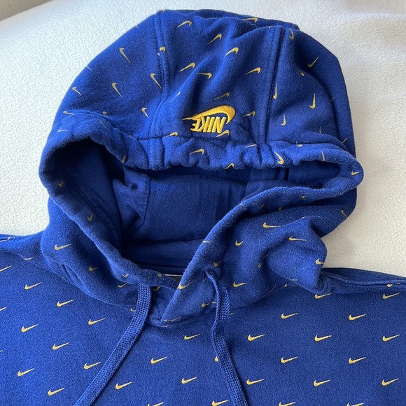 Nike All Over Swoosh Printed Pullover Hoodie Blue Size Medium - Picture 4 of 12